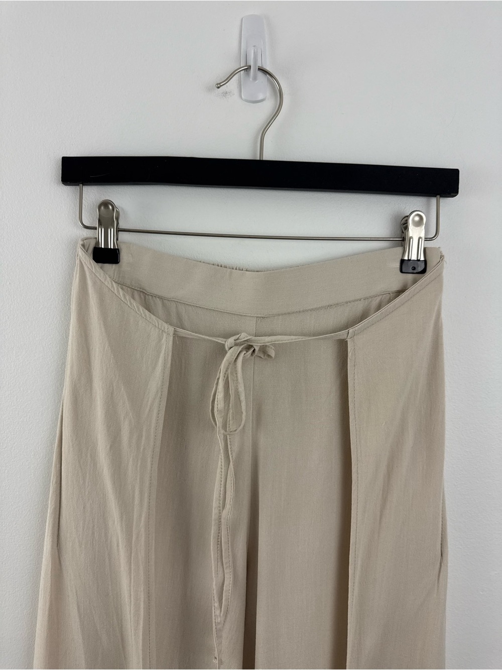 Pull&Bear Cream Wide-Leg Split Pants with Drawstring size XS - Picture 5 of 9